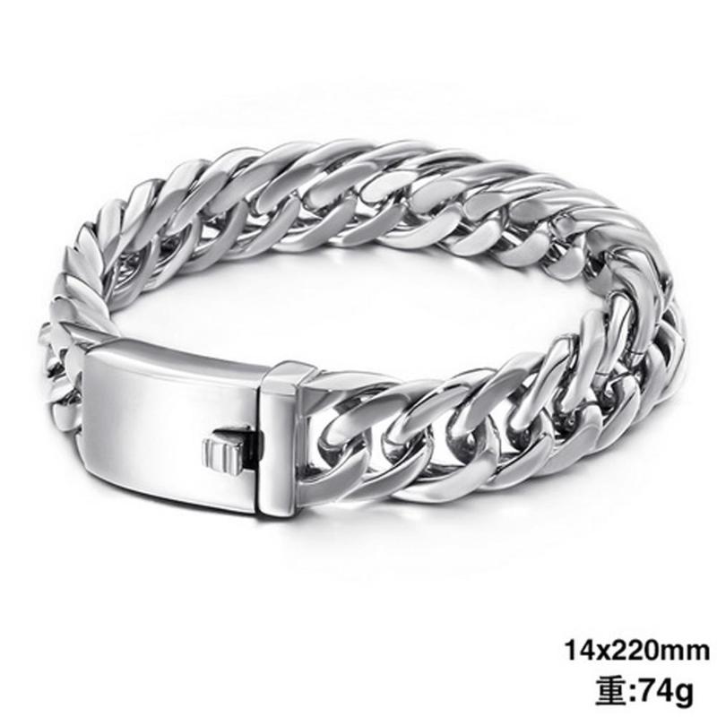 

Hot Sale Women Mens Silver Color Stainless Steeel Curb Cuban Link Chain Bracelet 3 Styles For Choosing