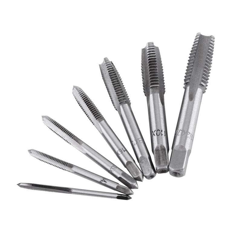 

7PCS/Set HSS M3 M4 M5 M6 M8 M10 M12 Machine Straight Fluted Screw Thread Metric Plug Hand Tap Drill Set Hand Tools