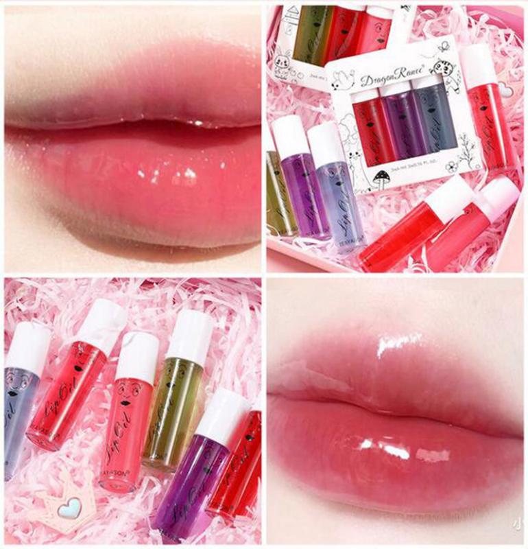 

3pcs/set Moisturizing Gloss Plumping Lip Shiny Wet Cherry Mineral Oil Liquid Lipstick Lasting Jelly Clear Lip Gloss, 02