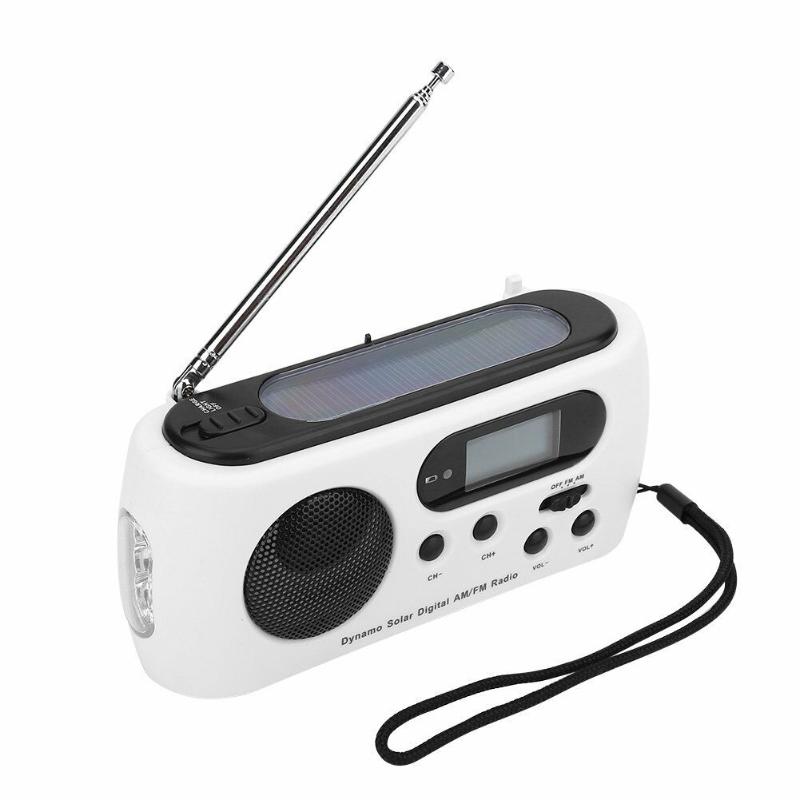 

Charger Emergency Radio Home Office LED Solar Powered Portable Multifunctional Hand Crank LCD Screen Power Bank AM FM