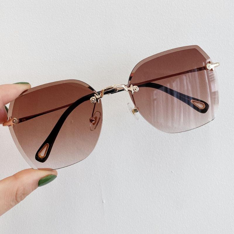 

Sunglasses QPeClou 2021 Luxury Rimless Square Women Fashion Vintage Metal Frameless Sun Glasses Men Shades Female Oculos
