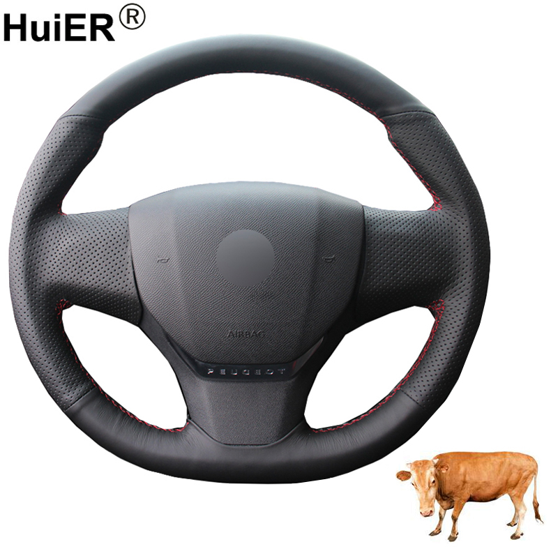 

Hand Sewing Car Steering Wheel Cover Top Cow Leather For C3 C3-XR C4 2020-2020 408 2014-2020 Traveller Volant