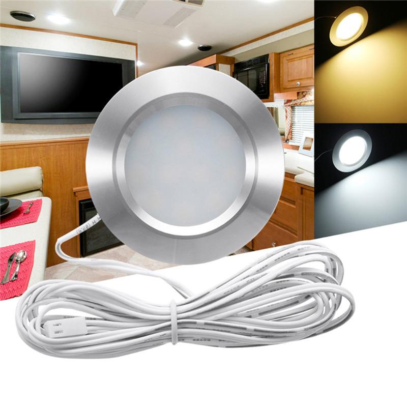 

12V 12LED Recessed Ceiling Light Led Lights Round Shape Ultra-Thin Camper Interior Lighting Downlight with Cable Car accessories, As pic