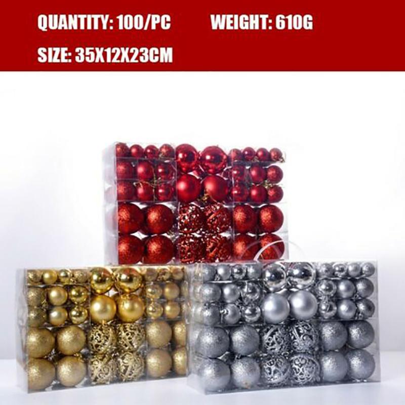 

100pcs Christmas Tree Mini Shatterproof Ornaments Balls Holiday Accessories for Xmas Decorations BJStore