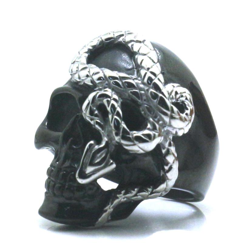 

Size 7 to Size 16 Mens Boys 316L Stainless Steel Cool Punk Gothic Skull Snake Newest Ring Free Shipping