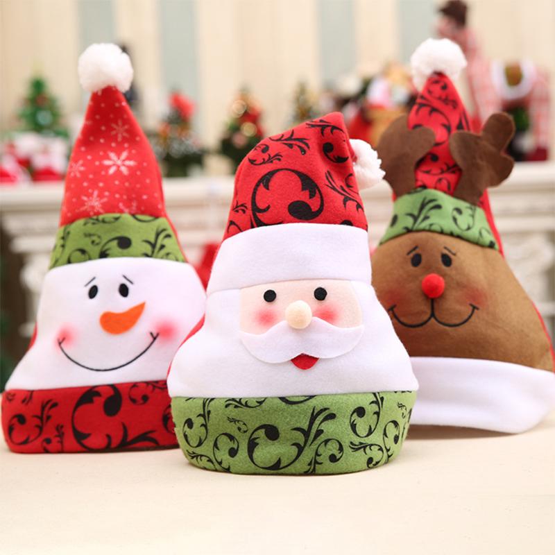

Amawill 5Pcs Cartoons Santa Claus Snowman Bear Style Christmas Hats Happy New Year's Xmas Party Kids Child Cute Gifts Decor