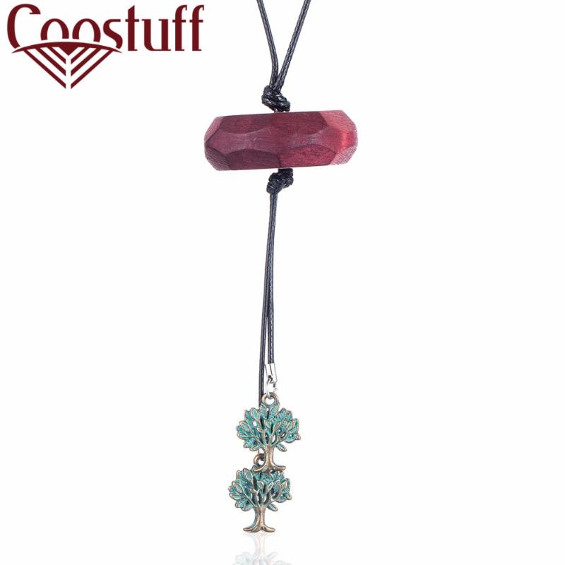 

Women Jewelry Long Necklace for women Vintage Red Wooden Tree necklaces & pendants collares jewellery choker 2020 New suspension