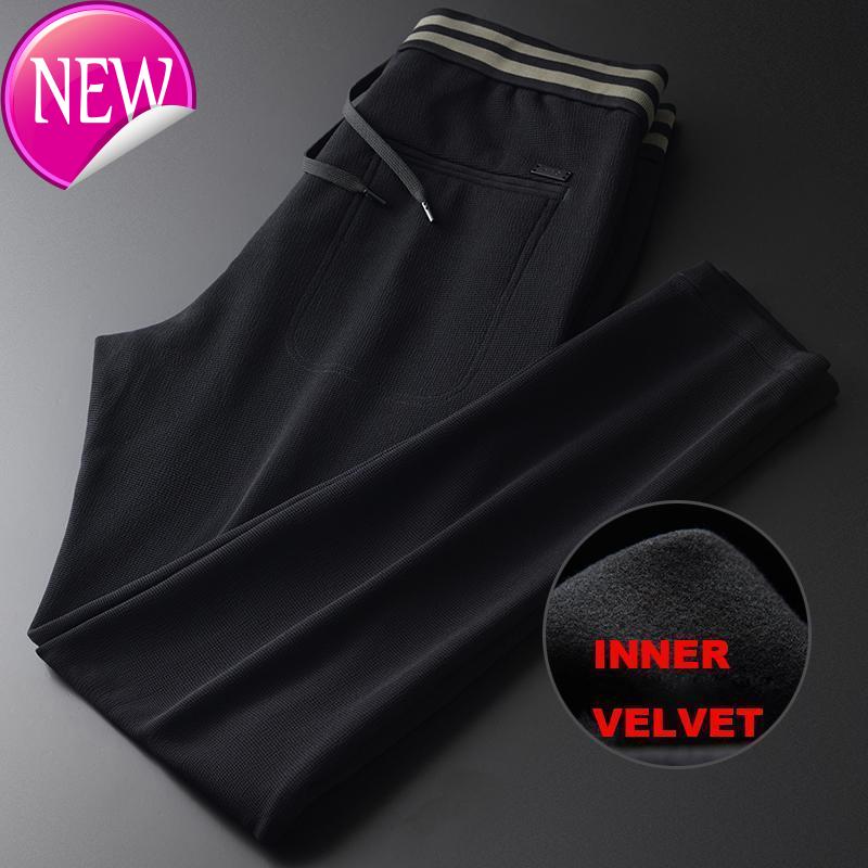 

pants, Men's luxury color contrast, black, elastic belt, autumn fashion, informal, pants, Black hkz19258