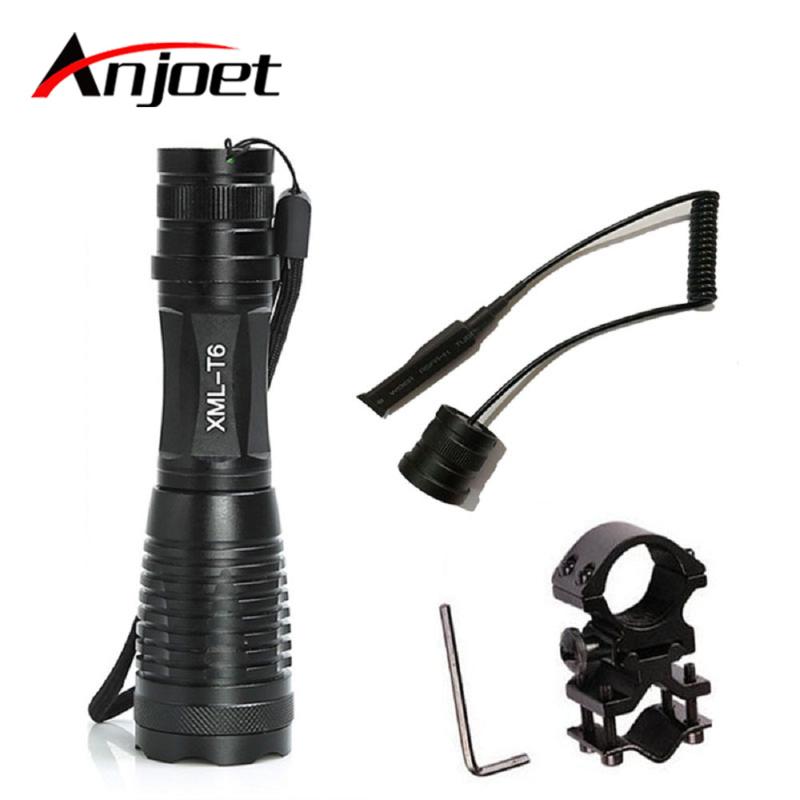 

Anjoet E6 XM-L T6 led torch Zoomable tactical for Camp Hunting For 3x or 18650 Battery Remote Switch+Gun Mount
