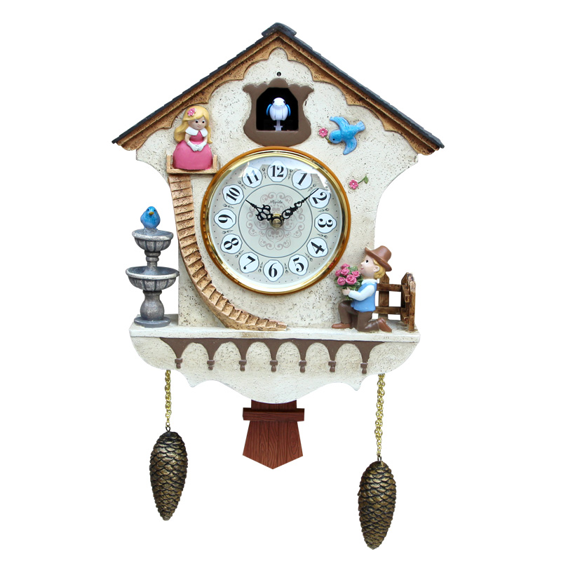 

Cartoons Vintage Cuckoo Wall Clock Pendulum Large Silent European Art Living Room Wall Clock Creative Relojes Home Decor DA60WC