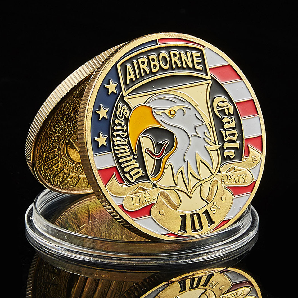 USA Army 101st Ariborne Division Gold Plated Craft Commemorative Challenge Coin Token Military Badge Collectible-image-586429368