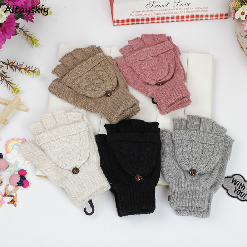

Gloves Women Autumn Winter Korean Ladies Cute Five Fingers Knitted Students Mittens Womens Warm Solid Simple Girls Accessories