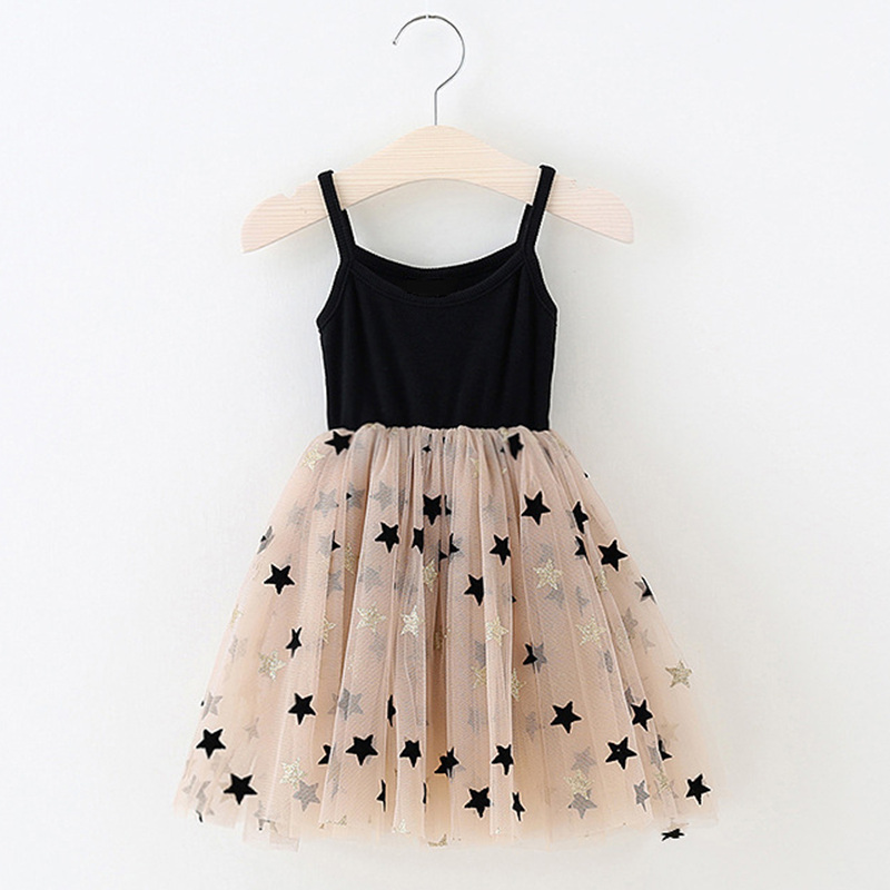 

3-8 Yrs Summer Girls Star Dress Kids Bling Casual Dress Baby Girl Sleeveless Party Girl Princess Vestidos Children Clothes, As picture