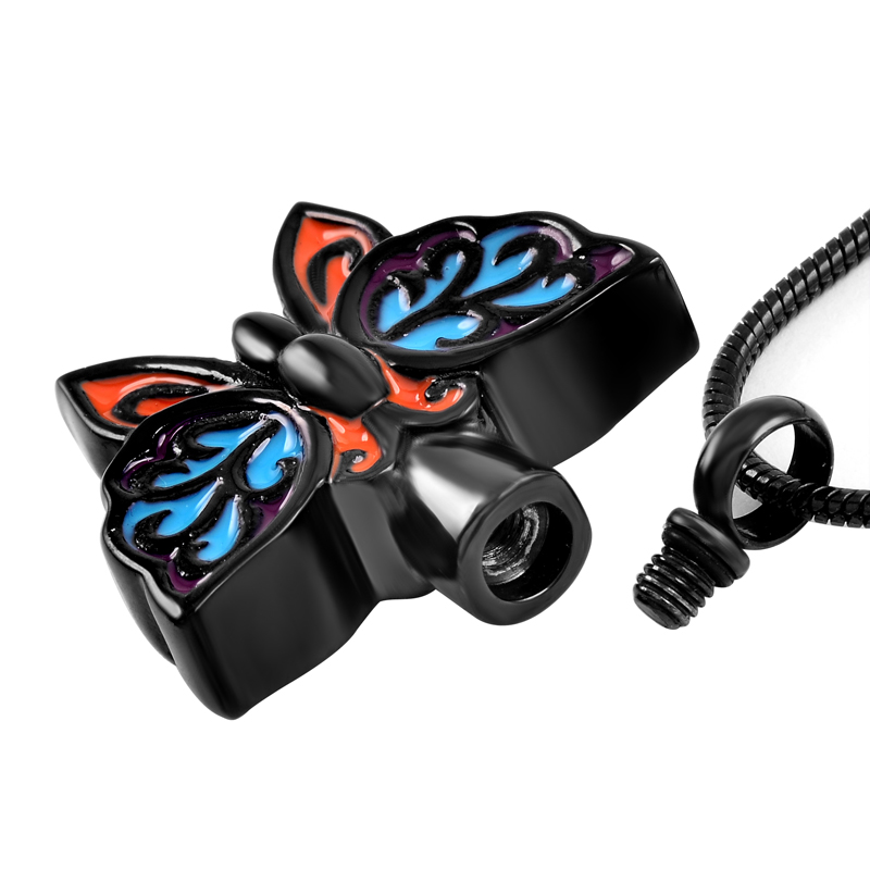 

IJD9403 Stainless Steel Urn Cremation Keepsake Necklace for Ashes Urn Waterproof Butterfly Memorial Pendant Jewelry