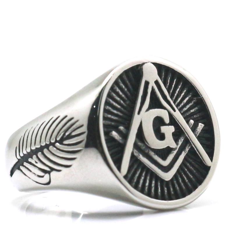 

316L Stainless Steel Cool Punk Gothic Feather Freemasons Ring Newest