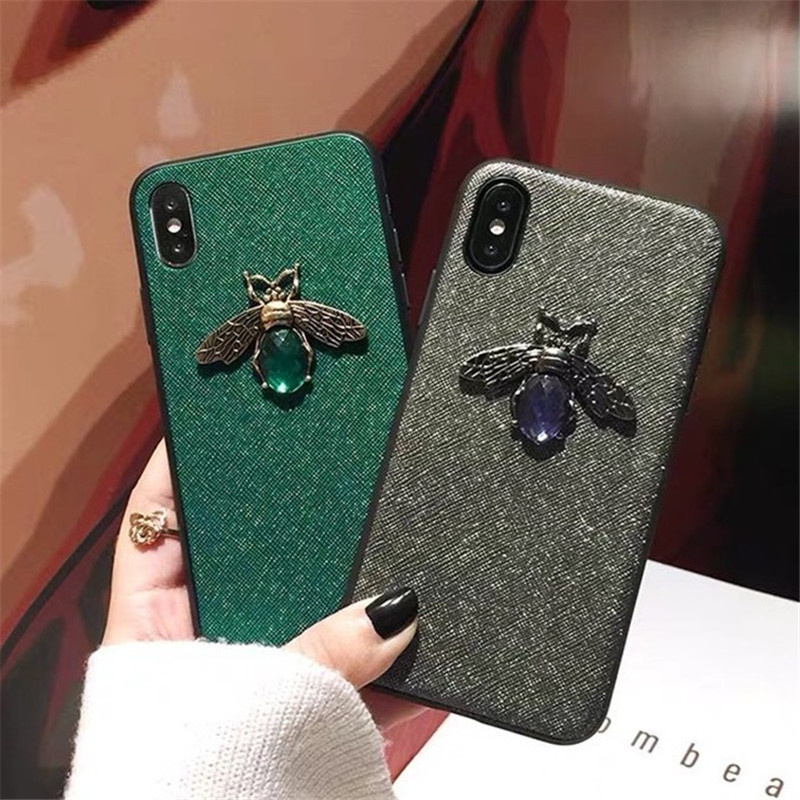 

Lovely cute crystal bee ultra thin tpu case for iphone 11 Fashion luxury designer case for pro max x xr xs max 6 7 8 plus, Red