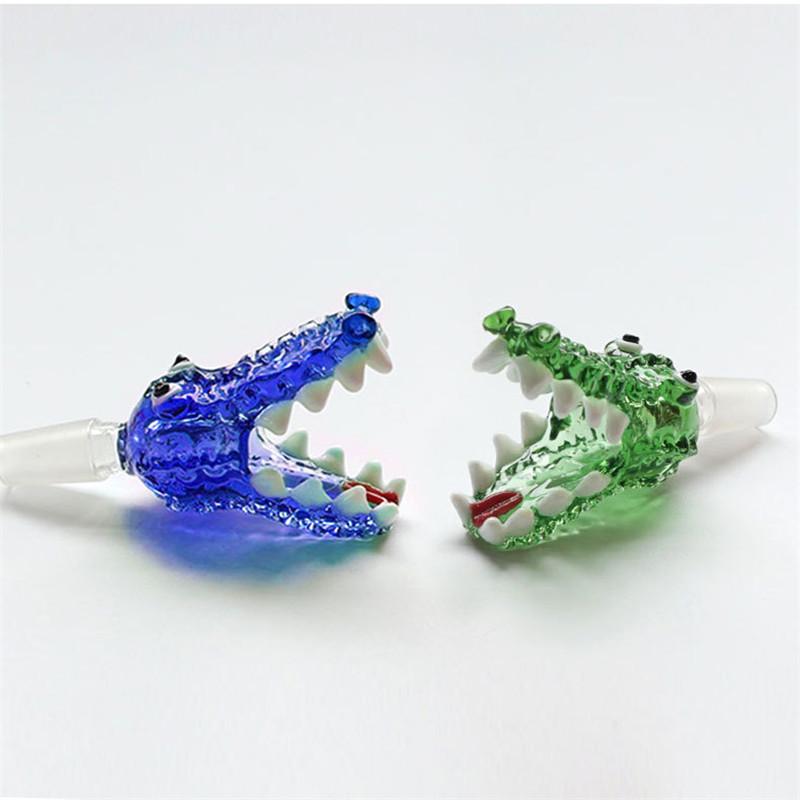

New crocodile style 14mm and 18mm glass bowl handle pipe for smoking bong bowls