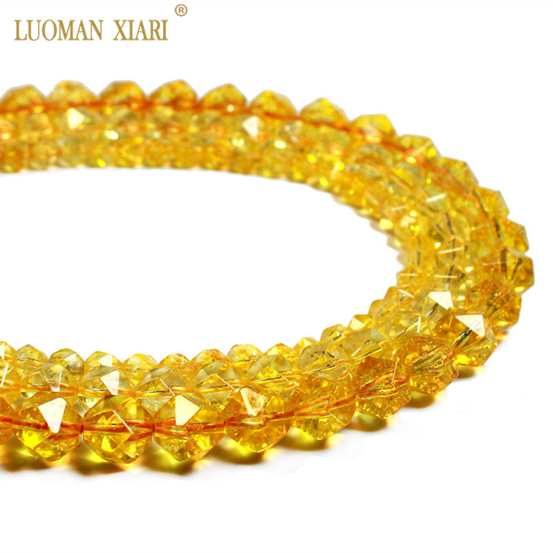 

Wholesale 100% Natural Faceted Citrines Beads Yellow Crystal Round Stone Beads For Jewelry Making DIY Bracelet 6/8/10 mm
