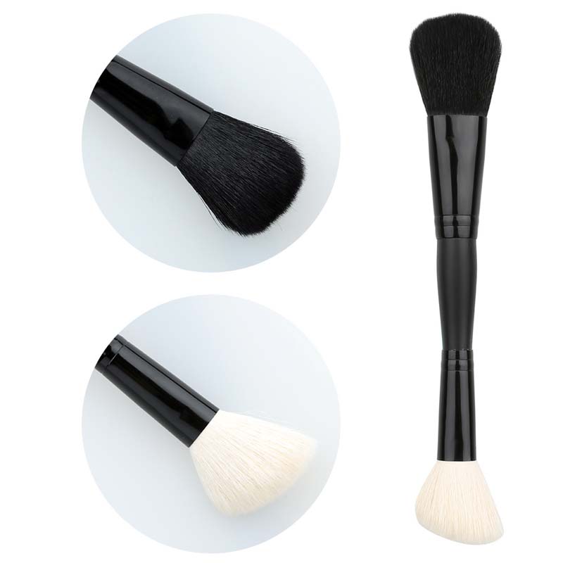 

Special black aluminum handle goat hair liqiud foundation brush double end loose powder blusher brush tools in makeup