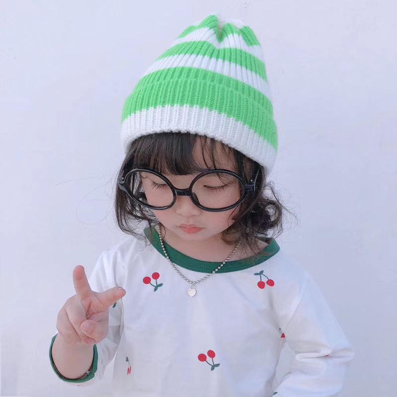 

Fashion Children Kids Baby Girls Boys Beanies Knitted Striped Skullies Cap Winter Warm Hat Casual Party Hat, Black