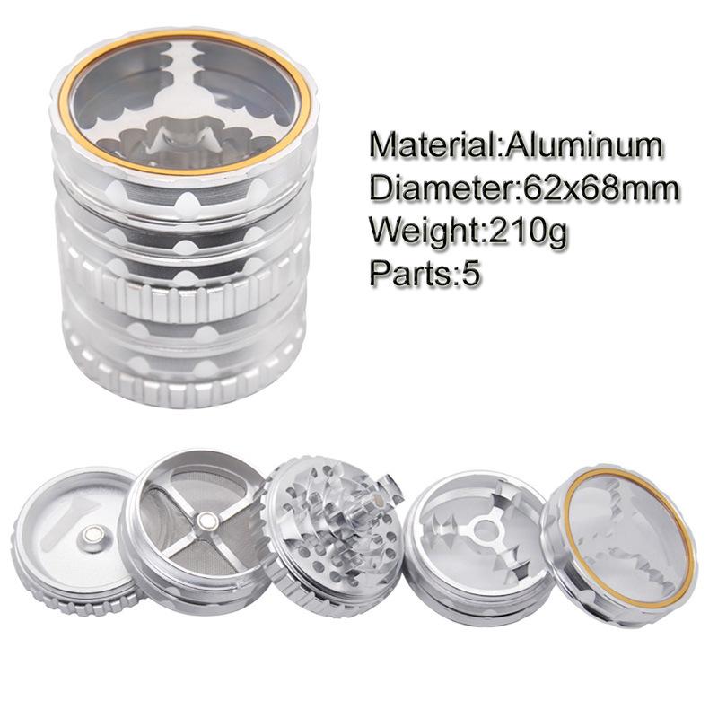 

Other Smoking Accessories grinder 2.5 Inches 5 layers Herb grinders Aluminum Alloy Spice Mill Crusher Manual tobacco