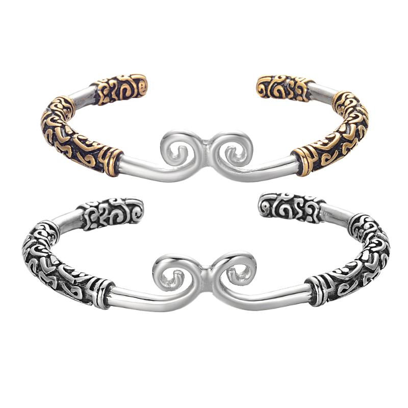 

Ancient Magic Spell Gold Carved Monkey King Bar Style Bracelets&Bangles Party Jewelry Men and Women Personal Bracelets