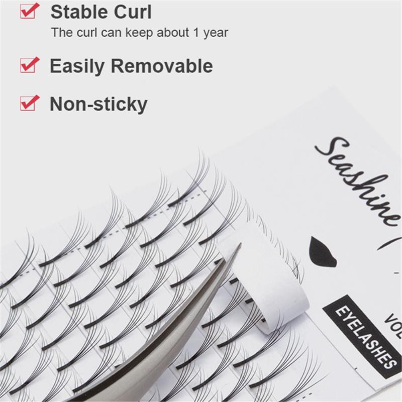 

Seashine High Quality Premade Volume Fans Long Stem Mink Eyelashes Extension Russian Volume Fans 2D-7D Premade Heat Bonded