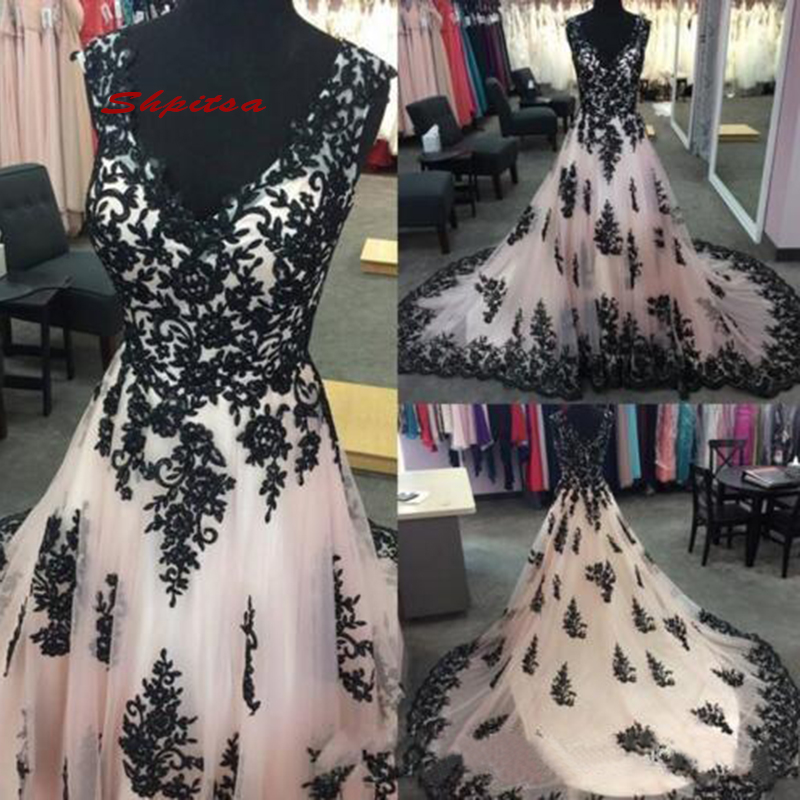 

White and Black Lace Wedding Dresses Plus Size Ivory Tulle Women A Line Bridal Bride Gowns Dress, Purple and black