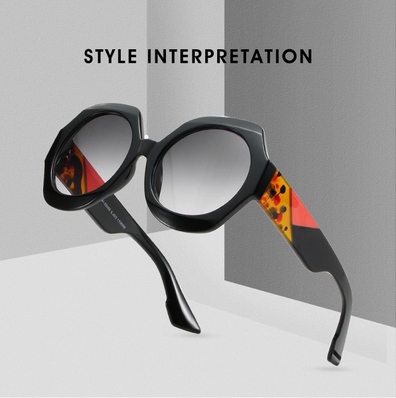 

2020 new fashion sunglasses trend round sunglasses women's personality polygon