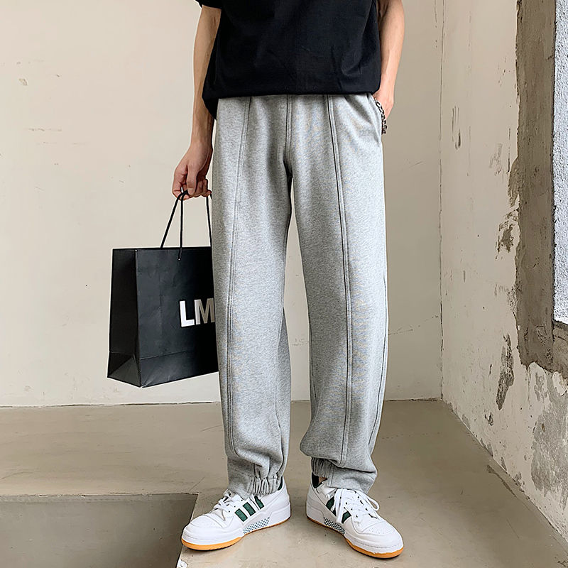 

Autumn Cotton Sweatpants Men's Fashion Solid Color Casual Pants Men Streetwear Loose Straight Pants Mens Joggers Track, Black