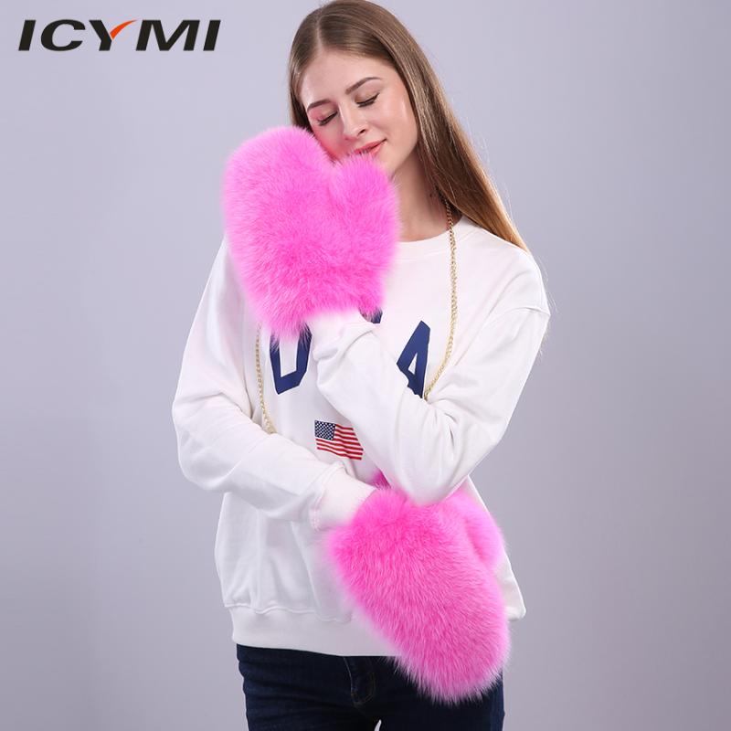 

ICYMI Fluffy Fur Gloves Mittens Winter Gloves Lined Women Genuine Fur Glove Solid Removable Chain Glove