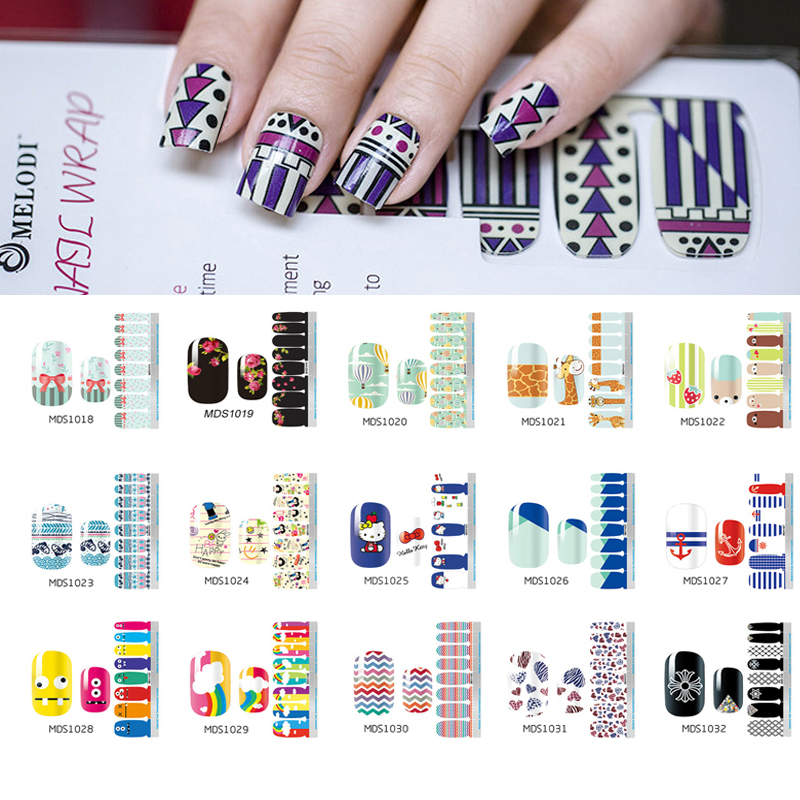 

1BlaLot 15 Choose Nail Wraps stripe Black And White Point Flower Image Nail Art Full Sticker for nails japanese manicure, 1052