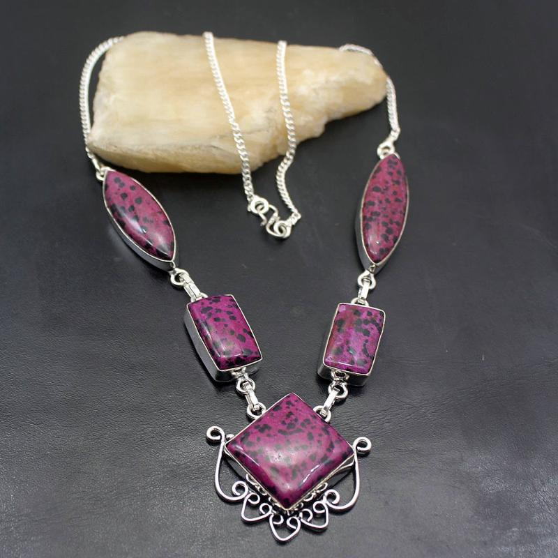 

Chains Elegant Charms Dalmatian Jasper925 Sterling Silver Color Women Jewelry Pendant Necklace 20 Inch TF1044