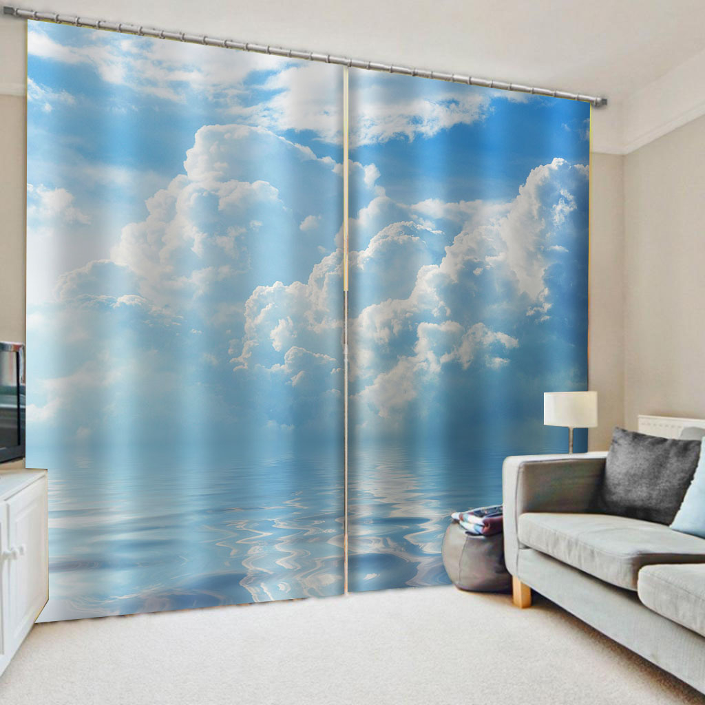 

Custom blue sky curtains 3D Curtain Printing Blockout Polyester Photo Drapes Fabric For Room 3d curtains