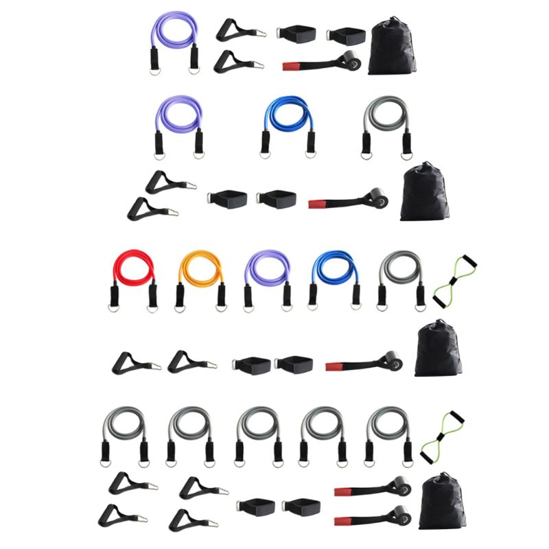 

Exercise Resistance Bands with Handles Ankle Straps Door Anchors Carry Bag