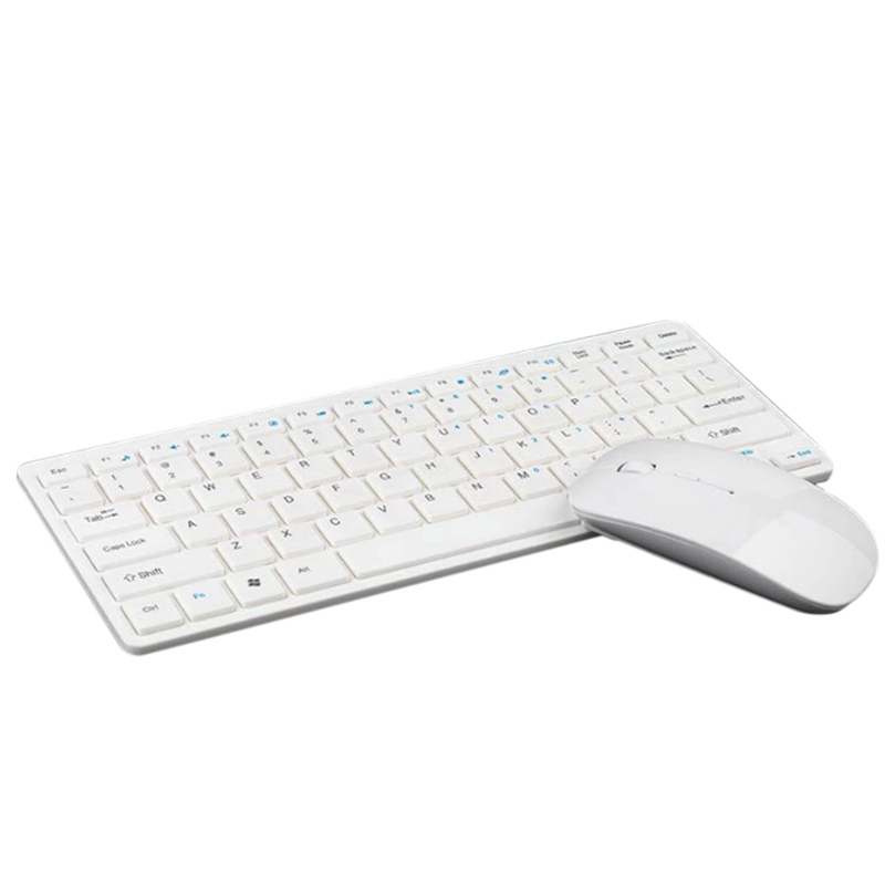 

2.4G Wireless Keyboard & Mouse Mini Multimedia Keyboard Mouse Combo Set for Notebook Laptop Computer Tv Office Supplies White