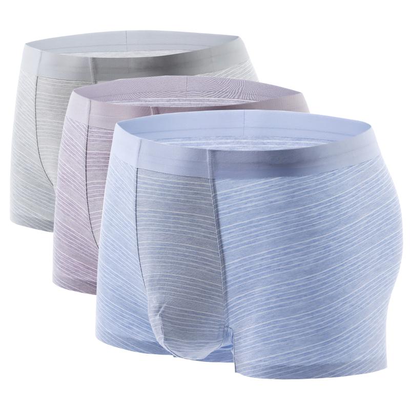 

Mens Underwear Soft Boxers Modal Boxer Men Solid Boxer Shorts Striped Boxers Comfortable Mens Underwear, Blue