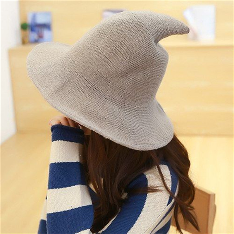 

Women's Modern Witch Hat New Plain Color High Quality Sheep Wool Halloween Party Witch Hats Ladies' Fashionable Hats Hot Selling, As photo show