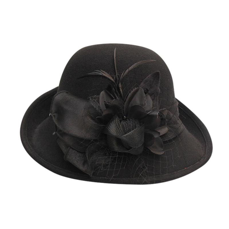 

Women Fashion Beret French Style Painter Hat Wild Fisherman Hat English Feather Flower Topper Cap Vintage Warm Party Top Hat#LR4, Yellow