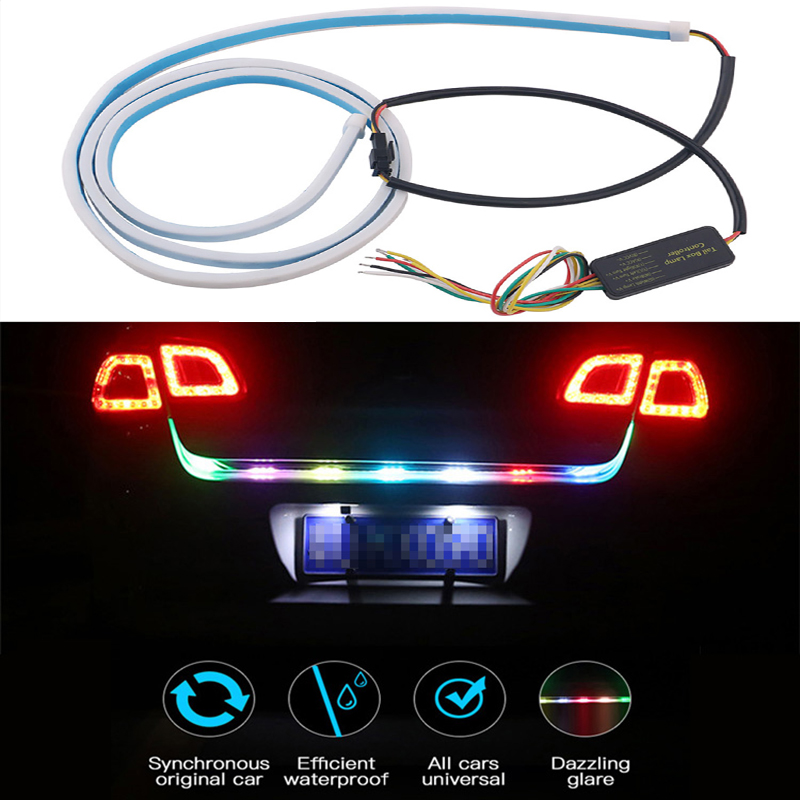 

Car Turn Signal Flow led trunk Strip light car accessoriesTailgate luggage Dynamic Streamer 12V Rear Lamp RGB led strip, As pic
