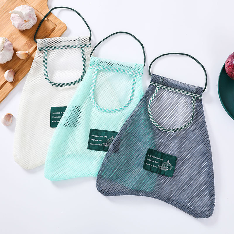 

Kitchen Vegetable Onion Potato Storage Hanging Bags Hollow Breathable Mesh Bag Kitchen Garlic Ginger Mesh Storage Bags