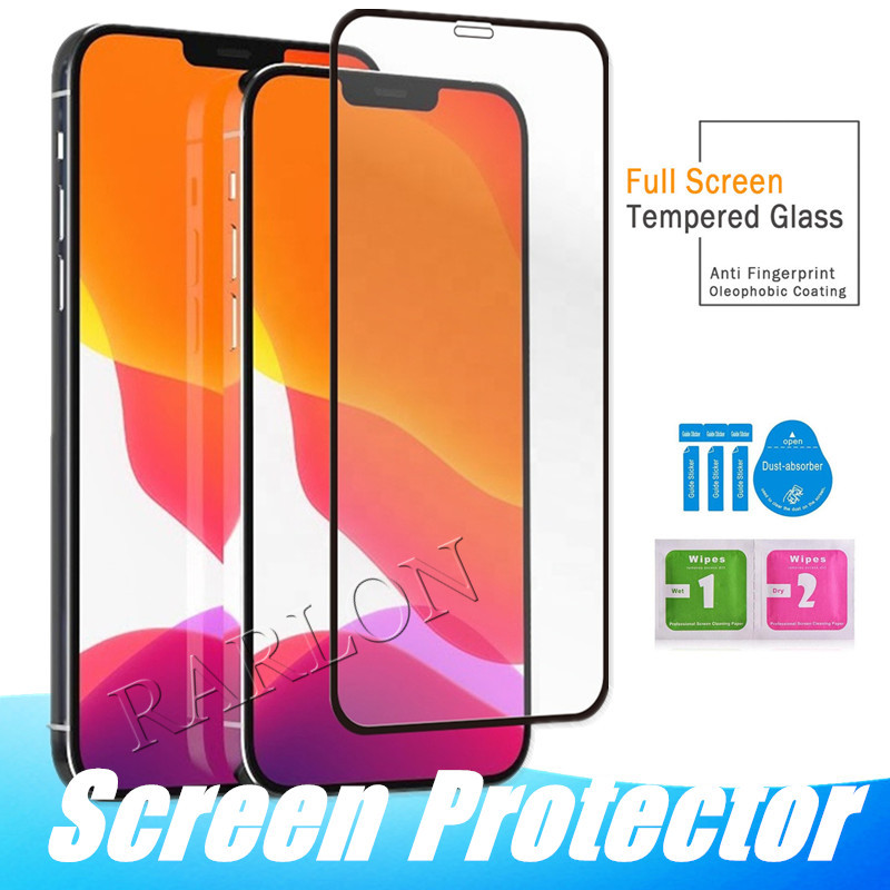 

New Full Glue Screen Protector Tempered Glass Full Coverage 9H Hardness for iPhone 12 11 Pro Max XR 8Plus Samsung S10 E A21S A51 Huawei P40