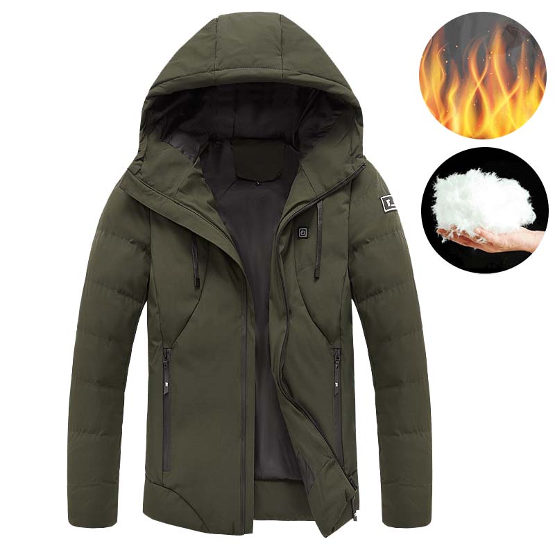

Men Hiking Heated Jackets Outdoor Mountain Clothing for Men Winter Hunting Camping Jacket Back Abdomen Electric Heating Coat, Black