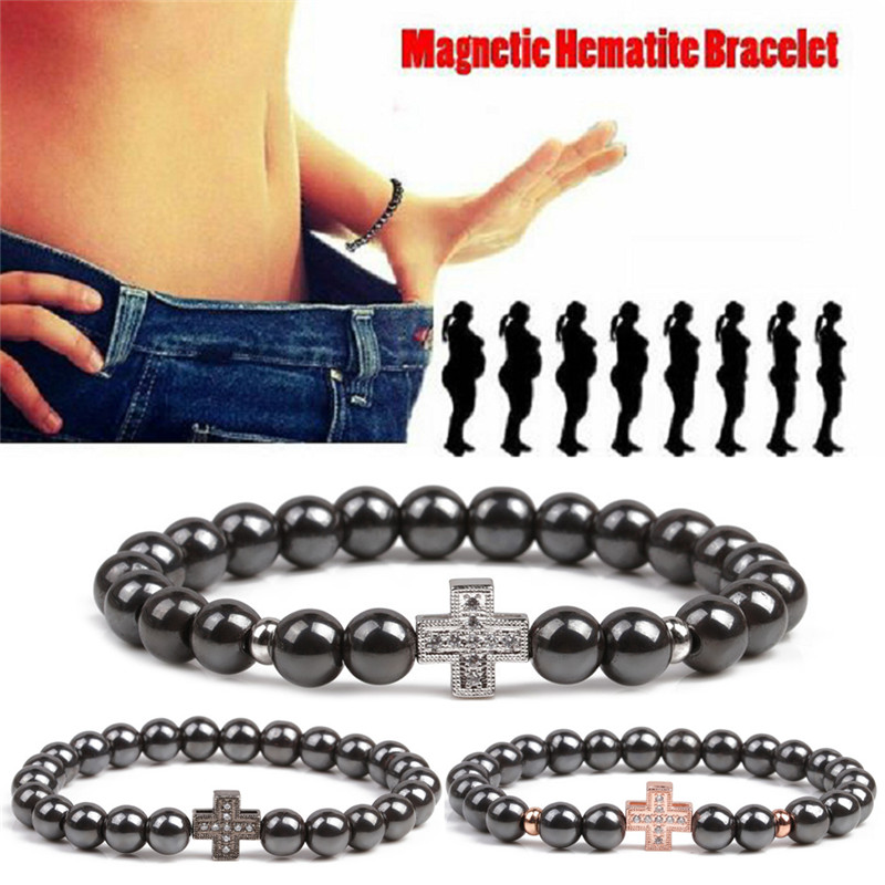 

Natural Stone Cross Men Bracelet Hand Work Black Lose Weight Bracelets Wholesale