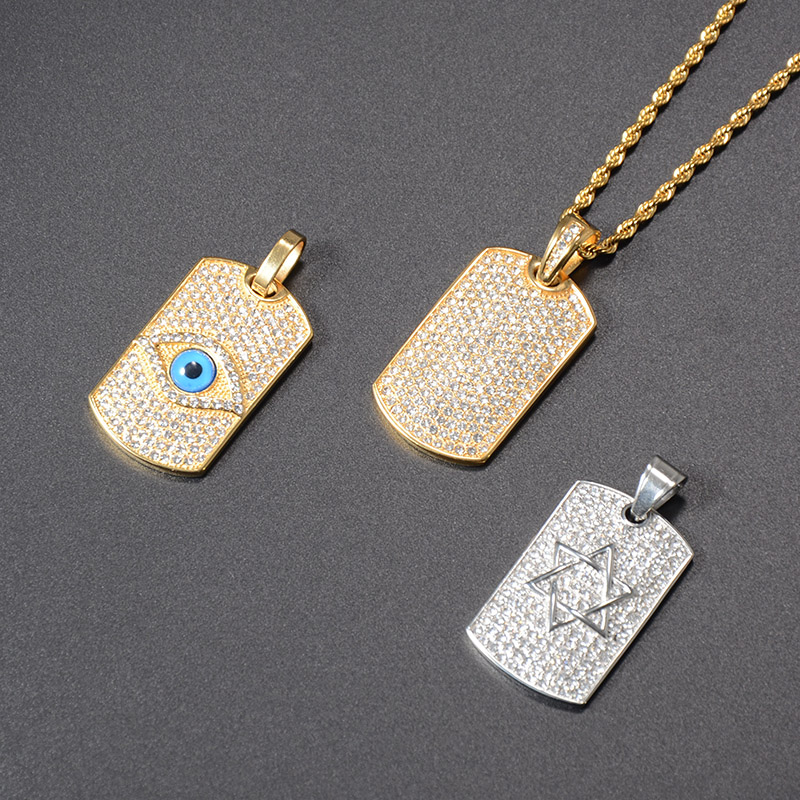 

Hip Hop Jewelry for Men Wholesale Shining Dog Tag Pendant Stainless Steel Necklace