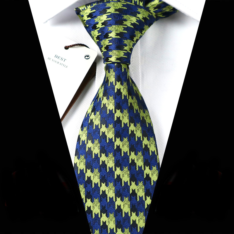 

YISHLINE Men Ties 8 cm New Houndstooth stried Jacquard Fashion Necktie Mens Tie 2020 Wedding Corbata Para Hombre Accessories