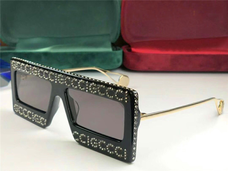 

luxury- new women design sunglasses 0431 bling bling frame shiny fashion style square frame goggles design with case UV400 lens