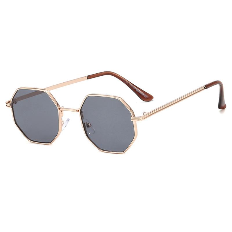 

Sunglasses 2021 Retro Polygon Men Women Luxury Pink Lens Round Vintage Small Frame Mirror Color