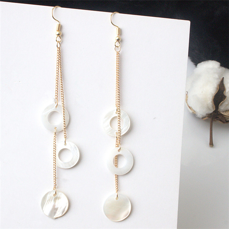 

Fashion Long Tassel Shell Earrings for Women Girl Hollow Round Earring Brincos Bijoux Fashion Geometric Jewelry Summer Gifts