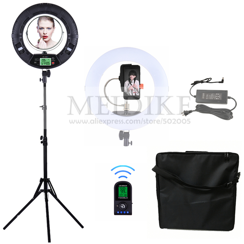 

96W LED ring lamp Cold &Warm Light Adjust Ring Light 480 LED Video Makeup Lamp Photographic broadcast + standing + bag kit